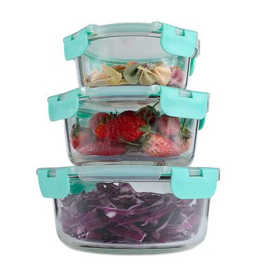 China CLASSIC Customized Round Heat Aesistant Preservation Lunch Box Microwave Oven Glass Container With Lock for sale