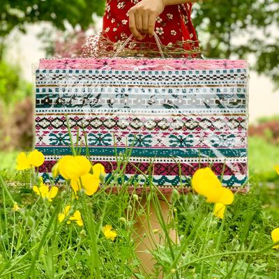 China Custom Bohemian Style Sandfree Mat Multilayer Beach Blanket Waterproof Lightweight Foldable Moving Mat with Straps for sale