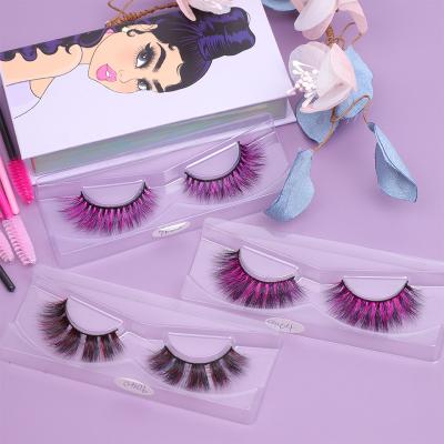 China Natural Soft Private Label Real Mink Lashes 3D Eyelashes Colored Real Mink Lashes for sale