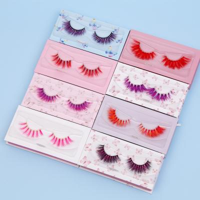 China Natural Soft New Designs Colored Parts Lashes 3d Mink Lashes Colored Wicks Vendor Eyelash Wholesale Packaging for sale