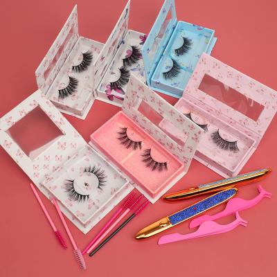 China Long Natural Hand Made Faux 3d Mink Lashes Wholesale Natural Silk Eyelashes Private Label for sale