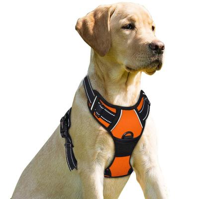 China Factory OEM Custom Logo Oxford Mesh Padded Adjustable Outdoor Pet Walking Reflective Harness With Leash for sale