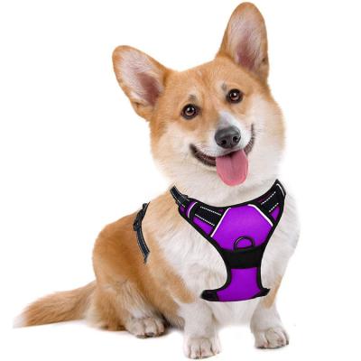 China Promotional Prices Pet Oxford Mesh Dog Harness Neoprene Padded Adjustable Outdoor Walking Reflective Vest for sale