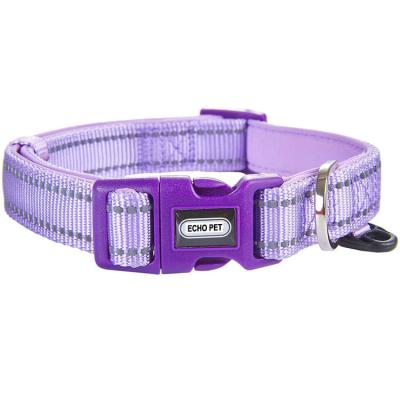 China New Design Fashion Adjustable Reflective Nylon Soft Neoprene Padded Strap Dog Collar Padded Leash Set for sale