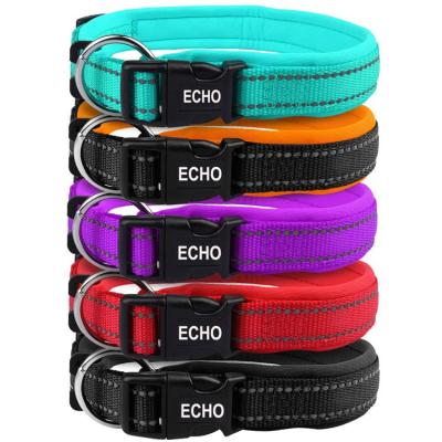 China Factory OEM Logo Reflective Adjustable Reflective Soft Breathable Neoprene Padded Collar Dog for sale