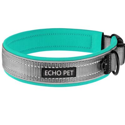 China Factory OEM Logo Custom Reflective Neoprene Padded Nylon Soft Padded Dog Collar Pet for sale