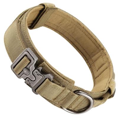 China Manufacturer Wholesale Padded Adjustable Durable Metal Buckle Military Training Nylon Tactical Dog Collar for sale