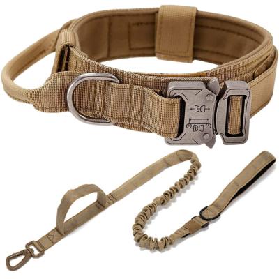 China Thoughtful Wholesale Supplier Adjustable Military Pet Collar With Handle Heavy Duty Tactical Dog Collar And Leash Set for sale