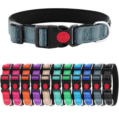 China Reflective Price Promotional Adjustable Soft Neoprene Padded Dog Collar Reflective Leash Manufacturers for sale