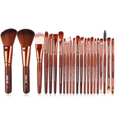 China Angular Blush MAANGE Makeup Brush Set Nylon Bristle Wooden Handle 9 Color Eyeshadow Makeup Brush Set 22 Pcs To Accept Customization for sale