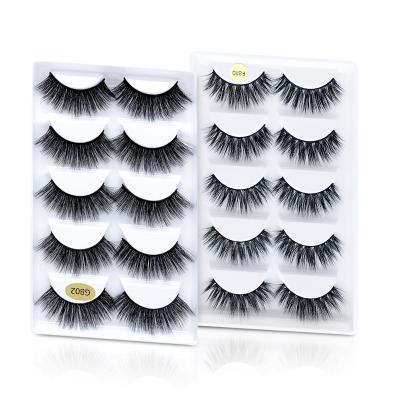 China Natural Soft Eyelash 5 Pairs Fluffy Natural Faux Mink Strip 3D False Eyelashes Lashes Bundle for sale