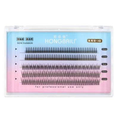 China Natural Long 8-11mm C Loop Eyelash Extension Kits Fan Eyelashes Individual 3D Eyelash Group Make Segmented Lashes Diy Extension for sale