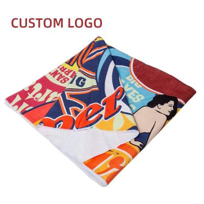 China Custom Free Compressed Towel 100% Eco Friendly Sand Beach Turkish Cotton Eco Logo Beach Towel for sale