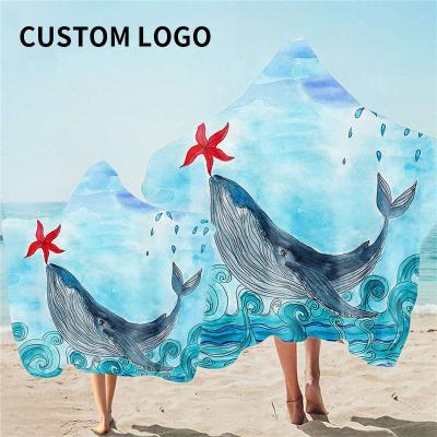 China Custom Logo Quick Dry Poncho Safe For Kids Surfing Warm Adults Long Robe Pool Beach Diving Hooded Coat Windproof for sale