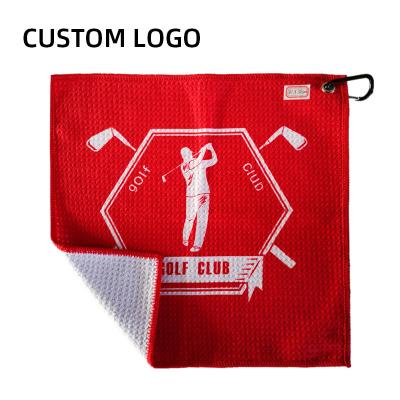 China Bull Double Layer Hypoallergenic Soft Drying Golf Towel Industrial Polyester Golf Towel With Clip for sale