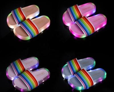 China 2020 Waterproof High Quality Jelly PVC Rainbow Led Kids Child Slips Open Toe Beach Indoors Soft Flat Sandals Slippers Summer for sale