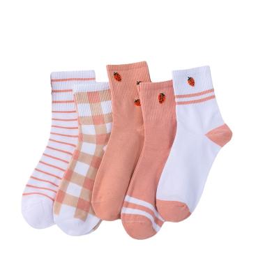 China Breathable Cartoon Pile Of Socks College Style Ladies Double Needle Embroidery High Quality Cotton Brand Stockings for sale