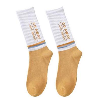 China Manufacturer Breathable Wholesale In English Letters Pure Sports Socks Tube Cotton Spring And Autumn Mens Socks for sale