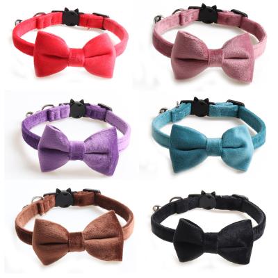 China Factory New Product Premium Bowknot Texture Pet Cat Collar Bowknot Cat Collar With Bell for sale