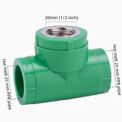 China Anti - Corrosion Green Plastic PPR Fittings Polypropylene PPR Pipe Fittings Equal Diameter Tee for sale