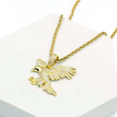 China Animal Hip Hop Hip Hop Pendant 18K Gold Plated Silver Women Moissanite Eagle Pendant Necklace For Men for sale