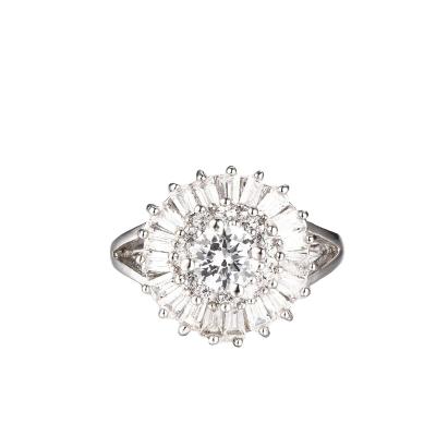 China Vintage Certified GRA Moissanite Diamond Sunflower Silver 925 Wedding Ring for sale