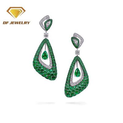 China Cheap Latest Fashion 925 Sterling Silver Emerald Drop Dangle Earrings CLASSIC Fine Jewelry Manufacturer for sale