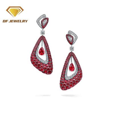 China Latest Fashion CLASSIC 925 Sterling Silver Ruby Dangle Earrings Cheap Fine Jewelry Manufacturer for sale