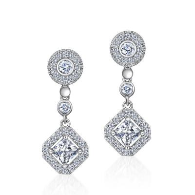 China CLASSIC Hoop Earrings S925 White Gold Plated Silver Zircon Earrings for sale