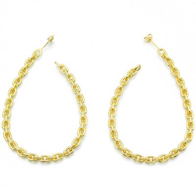 China Newest CLASSIC Link Chain Studs 18k Yellow Gold Plated Copper Earrings for sale