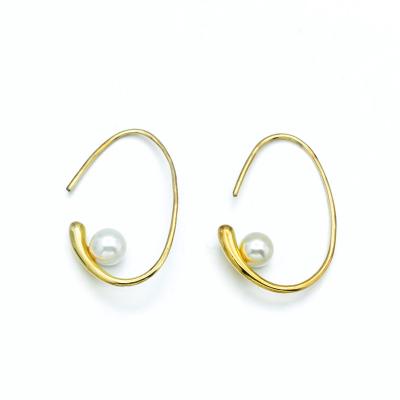 China Newest CLASSIC Brass Beads Studs 18k Yellow Gold Plated Copper Earrings for sale