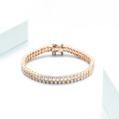 China Beautiful CLASSIC Silver 925 Two Row CZ Jewelry Rose Gold CZ Tennis Bracelet for sale