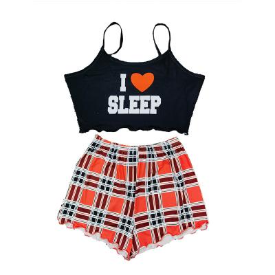 China 2021 summer new women's suspender vest QUICK-DRY shorts sexy two-piece pajamas sleepwear for sale