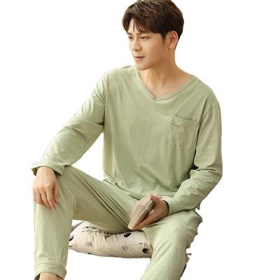 China Thermal Warm Autumn Men's Cotton Pajamas Set Long Sleeve Thermal Lightweight Pajamas Tops And Bottoms Plaid Sets Sleepwear For Men for sale