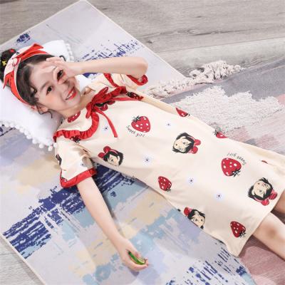 China QUICK DRY COLLAR Summer Cotton Kids Girls Cute Animal Print Doll Pajamas for sale