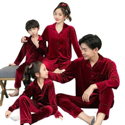 China Parent-child new QUICK-DRY children's pajamas family gold velvet solid color simple pajamas for sale