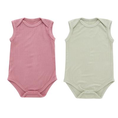 China High Quality Casual Customize Baby Clothes Sleeveless Unisex Baby Bodysuit Solid Color Baby Romper for sale