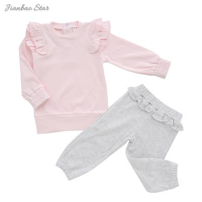 China 2022 Factory Direct Sales Antibacterial Infant Baby Clothes Tops Pants Sets Toddler Girls Clothing Sweatshirts Baby Outfit For Girls for sale