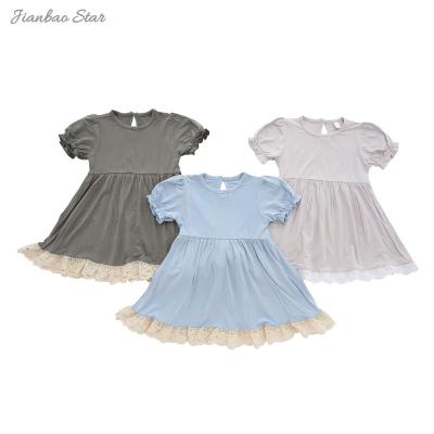 China Washable little girls dress 2022 summer new Korean baby girl bubble sleeve princess skirt for sale