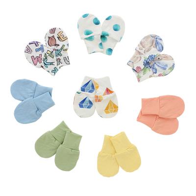 China Breathable Eco-friendly Spandex Solid Knit Cotton Personalized Little 0-1 Years Newborn Baby Mittens Custom for sale