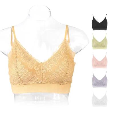 China QUICK DRY Comfort Wireless Breathable Silk Seamless Bra Removable Lace Latex Padded Seamless Bra Camisole Top for sale