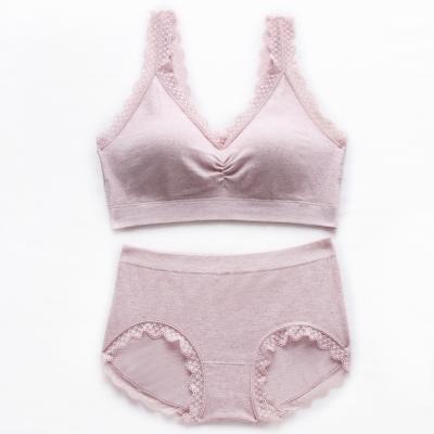 China Pink soft panties and QUICK DRY high quality comfort bras set seamless panties and bra set woman cotton bra and penty set for sale