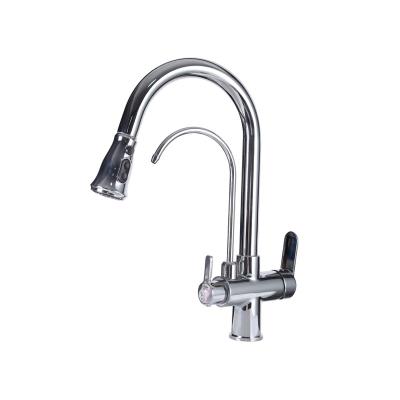 China Other Kitchen Faucets With Three Ways Pull Out Filter Kitchen Faucets Chrome Hot Cold Kitchen Faucet for sale