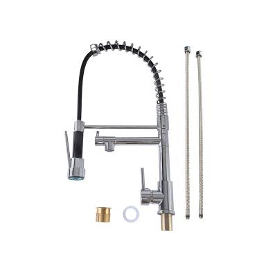 China Other Chrome Spring Pull Out Kitchen Sink Faucet Single Handle Hot and Cold Water Kitchen Mixer Faucet for sale