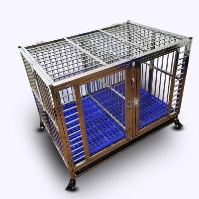 China Stainless Dogs Tempered Glass Door Dog Cage With Plastic Mats For Dog Cage On Sale for sale