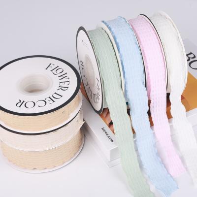 China Beautiful Simple Attractive Colorful Waterproof Waffle Plaid Gift Flower Bouquet Wrapping Ribbon for sale