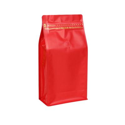 China Wholesale Plastic Barrier Coffee Flat Bottom Bags Zipper Pouch With Valve for sale