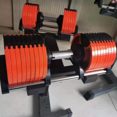 China Wholesale Cheap Cast Iron Comfortable And Non-slip Weights 20kg Adjustable Handle Home Gym Exercise Dumbbell 32kg With Stand for sale