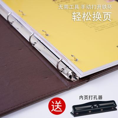 China Modern Personalized Waiter Guest Paper Book Checkbook Calculator Stand Ring Holder, Restaurant Check Folder Menu Leather Drinks Holder for sale