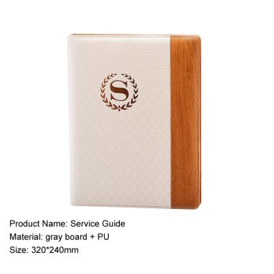 China Wholesale 5 Star Hotel Brown PU Leather Coffee and Beige Wood Faux Leather Binding for sale